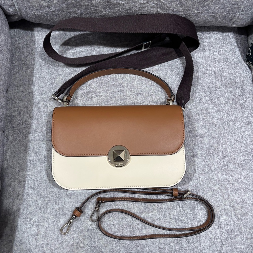 Kate Spade Audrey Flap Crossbody Brown Cream Tan